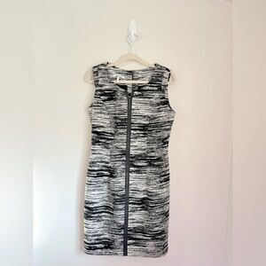 STEILMANN Marled Sleeveless Wool Blend Sheath Dress Size 8 Faux Leather Office